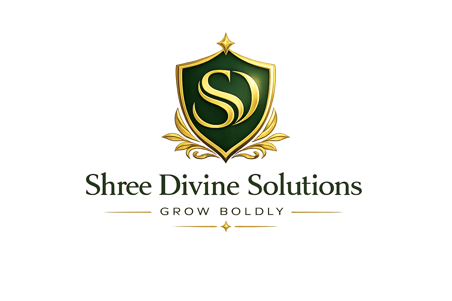 Shree Divine Solutions premium business consulting logo in green and gold